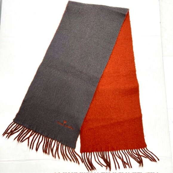 Vintage Men/Wome  MARIO VALENTINO Scar 100% Wool Fringed 58"x10" Gray Pumkin (74 - Picture 2 of 7